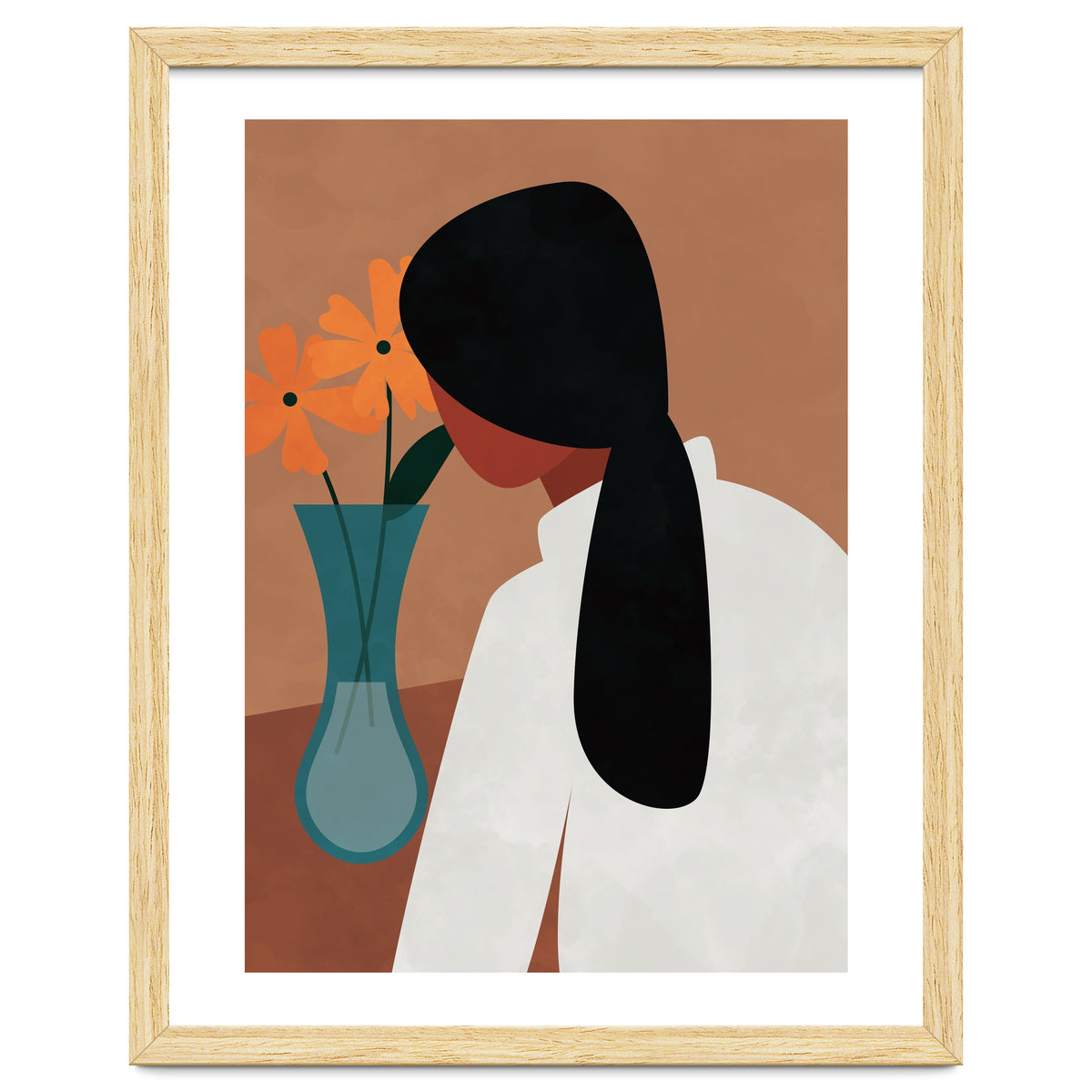 Modern Boho Woman with Flowers