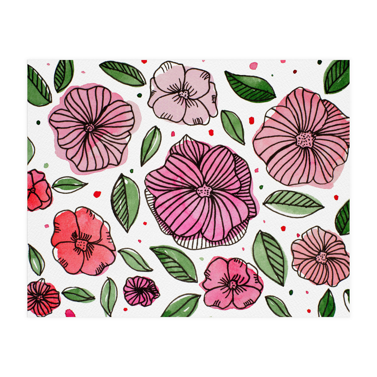 Watercolor And Ink Florals (Print Only)