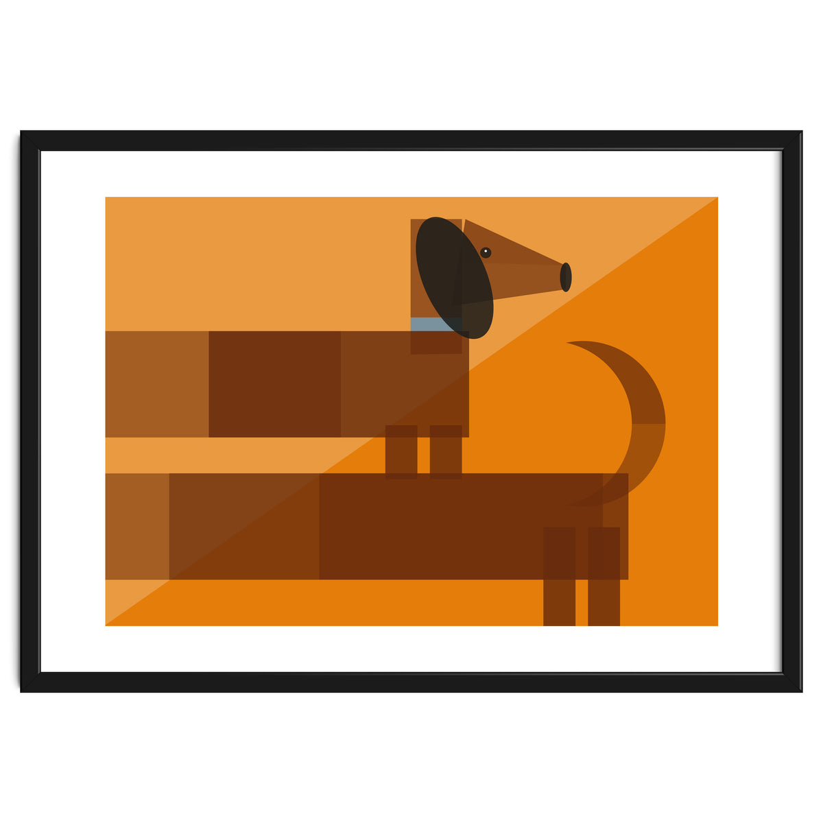 Mid Century Geometric Sausage Dog Dachshund