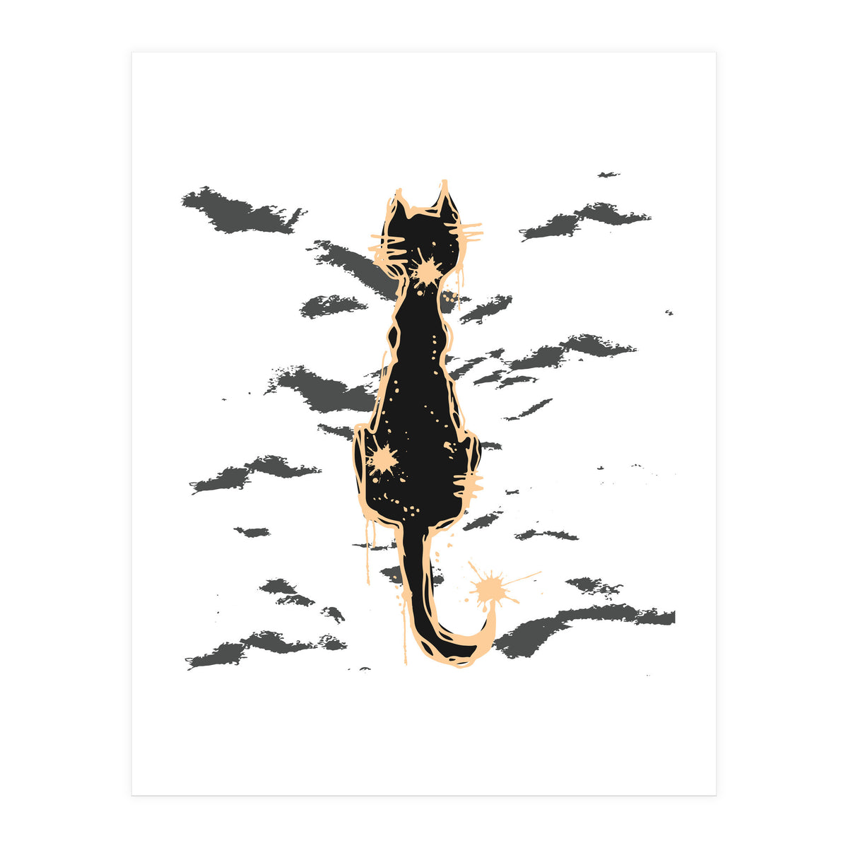 Black cat scribble sketch (Print Only)