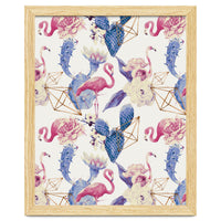 Flamingos, geometric and flowers 02