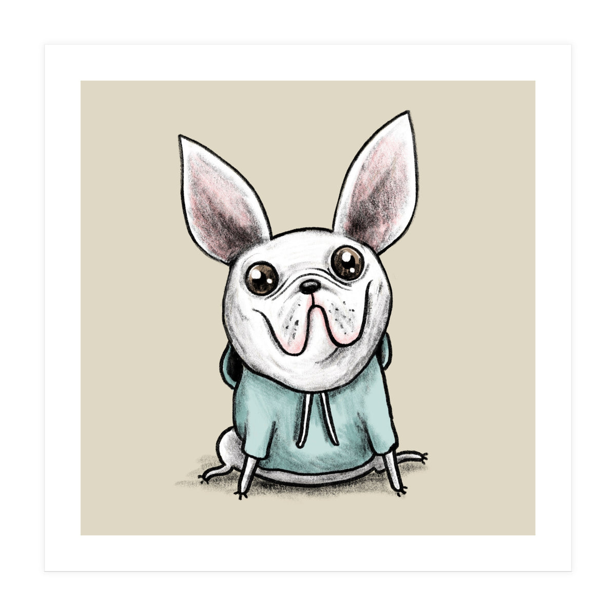 French Bulldog in a Hoodie (Print Only)