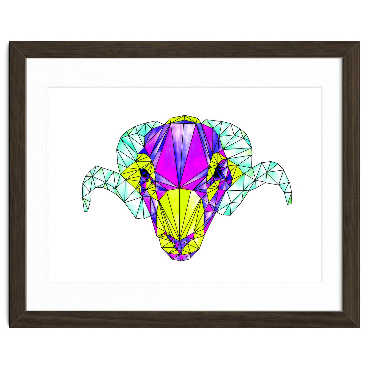 Colourful Geometric Swaledale Sheep Tup with Black Lines