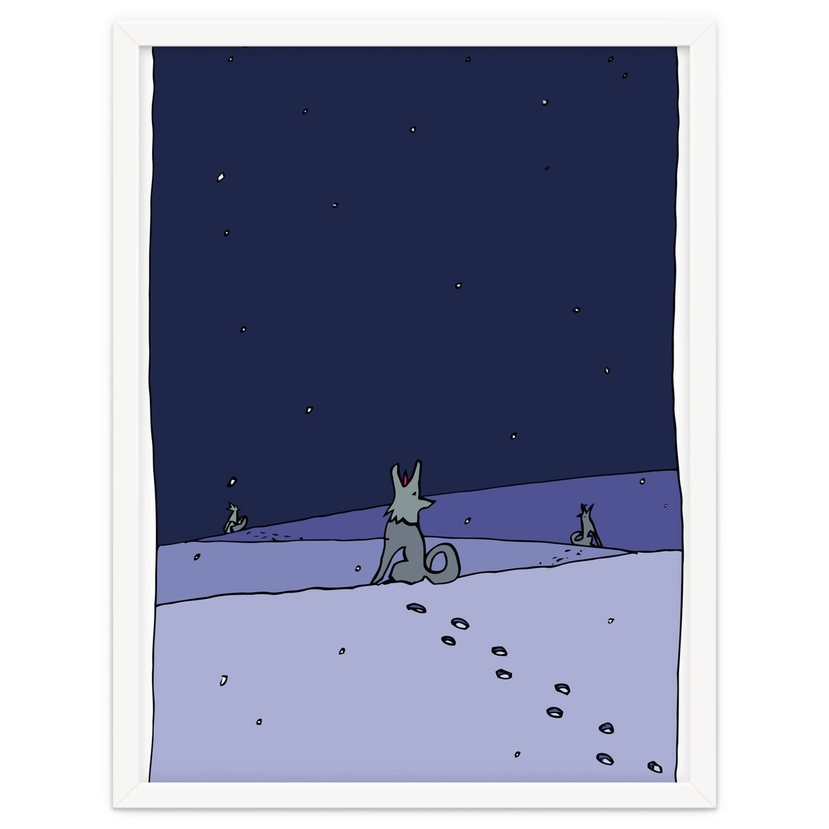 Dogs in Winter Night