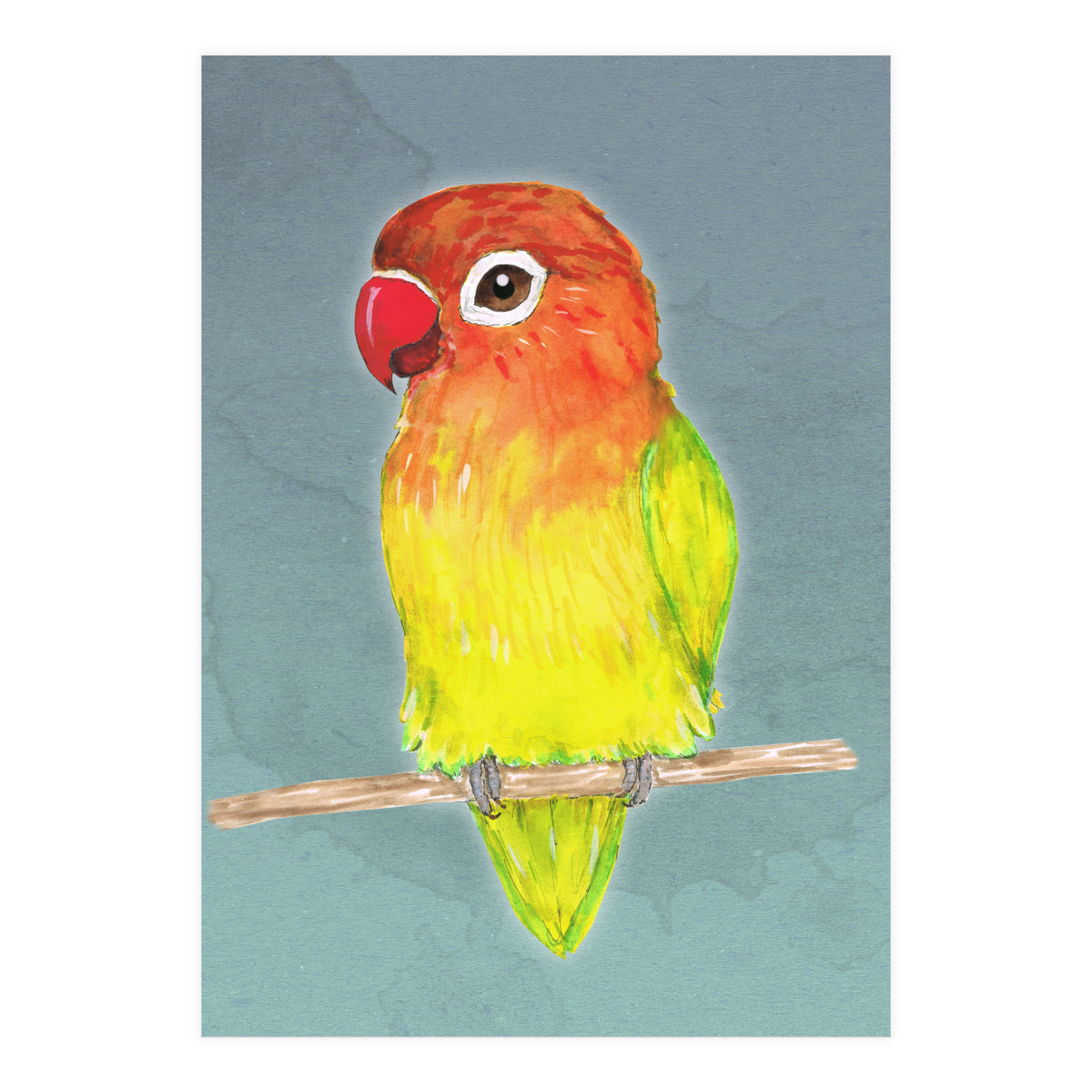 Cute yellow Fischer's lovebird (Print Only)