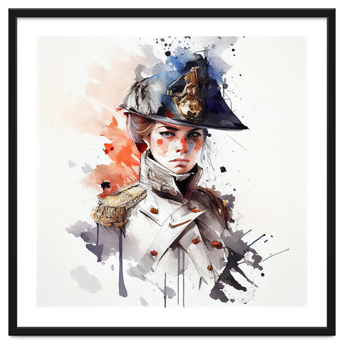 Watercolor Napoleonic Soldier Woman #4