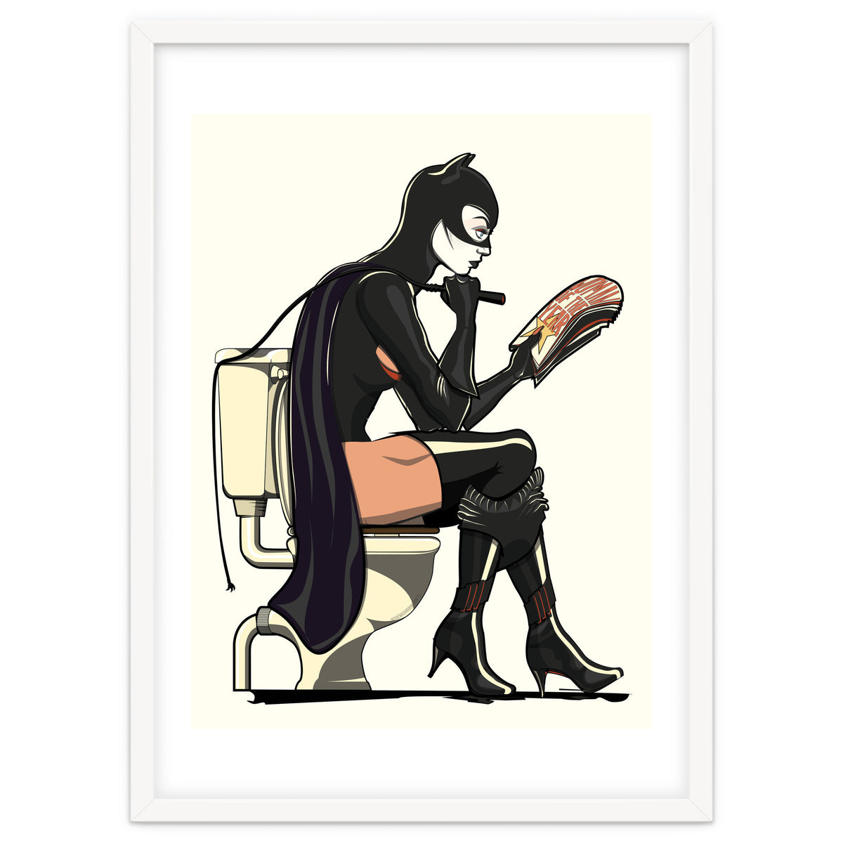 Catwoman on the Toilet, funny Bathroom Humour
