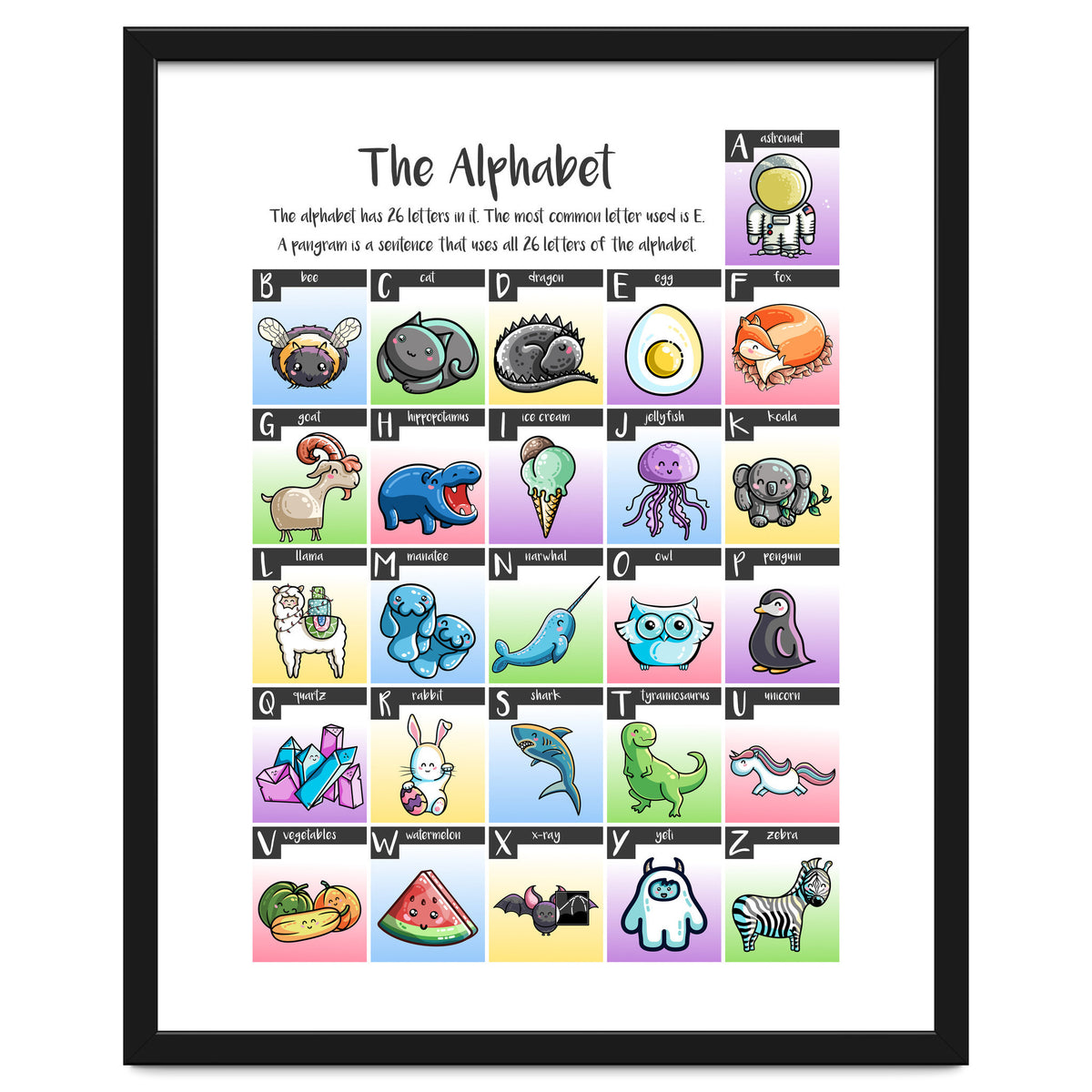 The Alphabet in Kawaii Cute Style