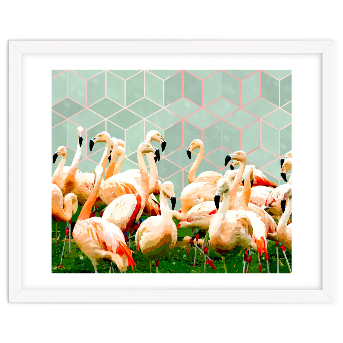 Geometric Flamingo Art Print