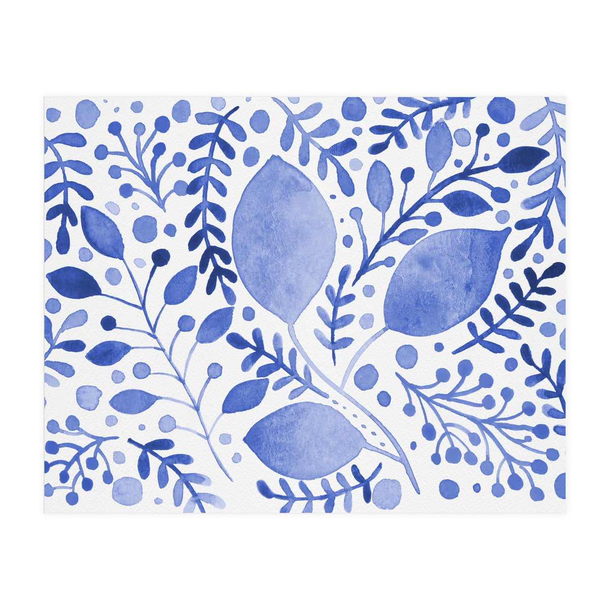 Watercolor branches and leaves - blue (Print Only)