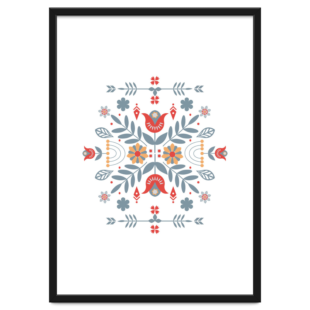 Scandinavian Folk Retro Flower Pattern