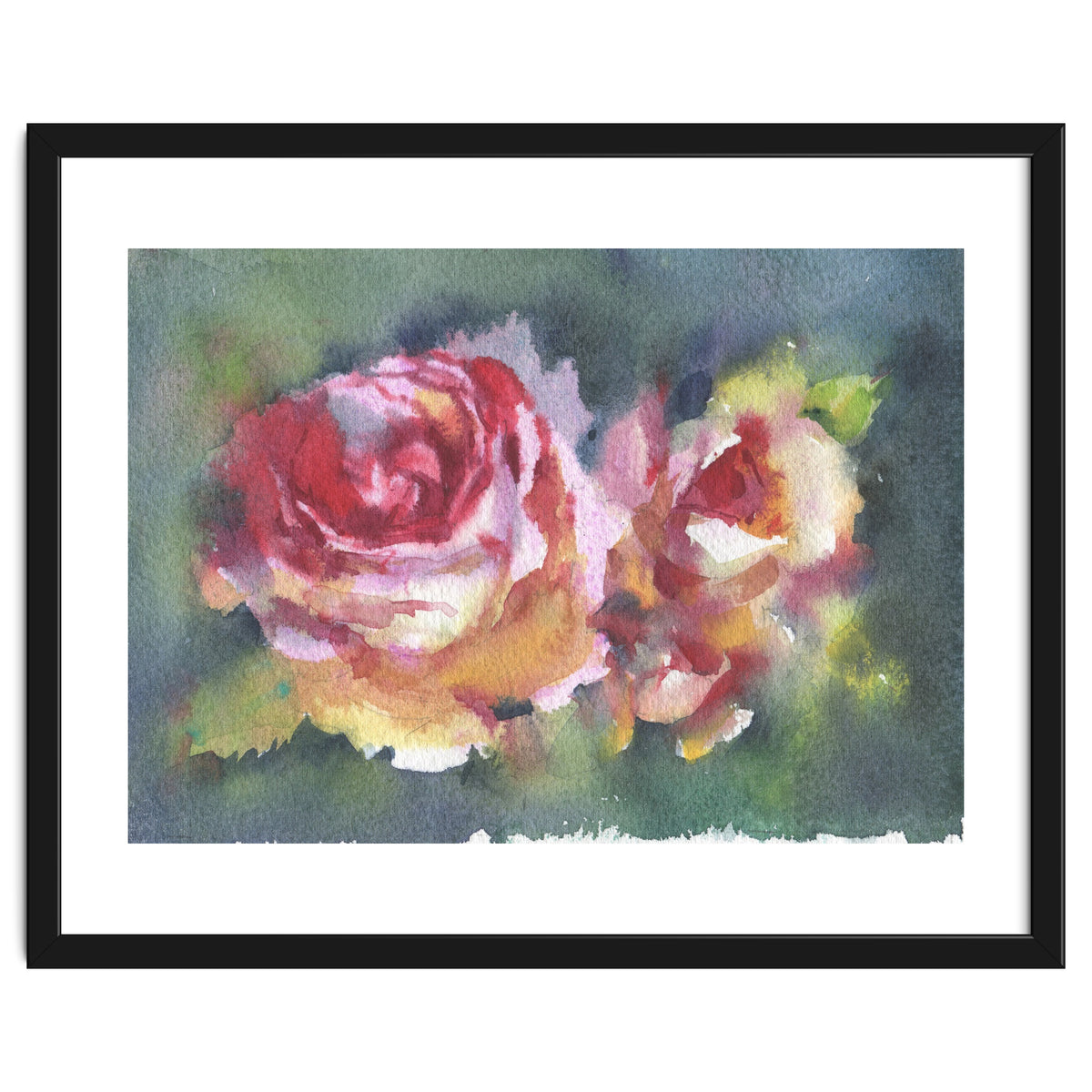 Wildflowers rose watercolor painting