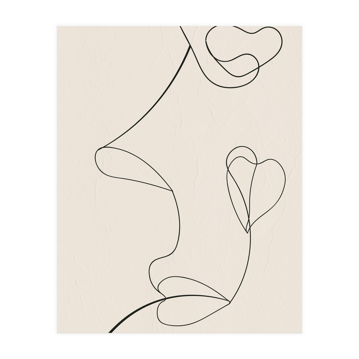 Continuous Line Art Face Drawing Floral Shapes (Print Only)