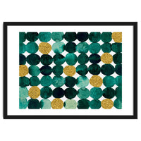 Dots pattern - emerald green and gold