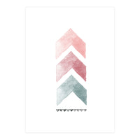 Pink And Blue Watercolor Chevron (Print Only)