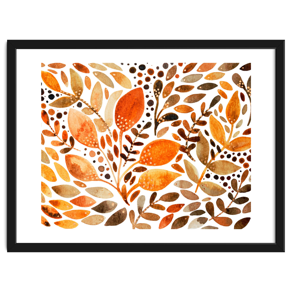 Watercolor modern foliage - autumn palette