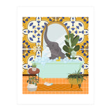 Elephant Bathing in Moroccan Style Bathroom (Print Only) thumbnail