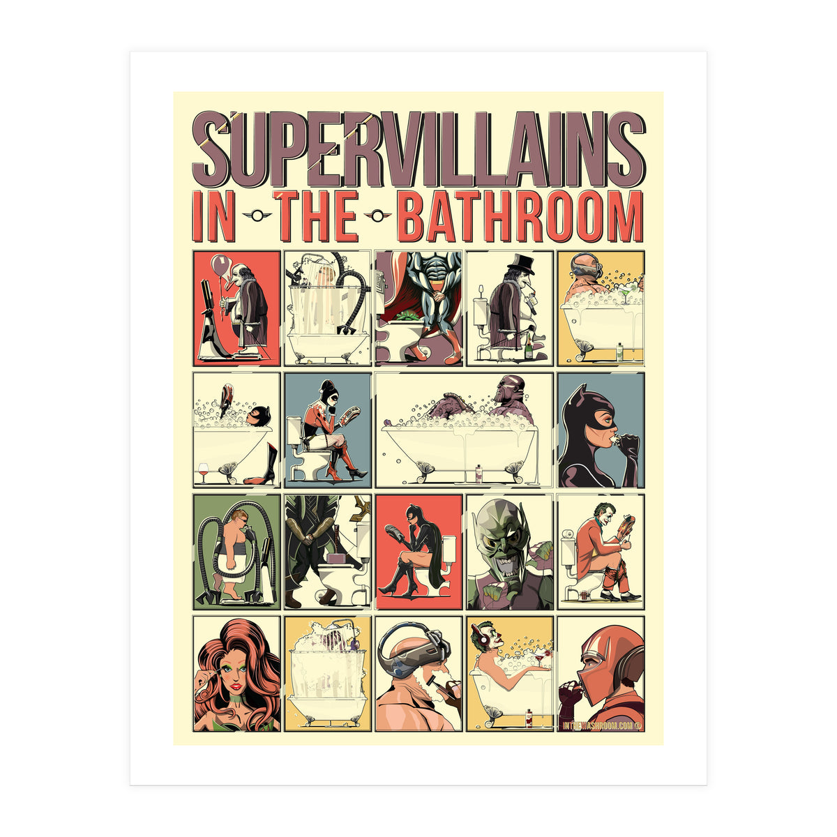 Supervillains in the Bathroom, funny Bathroom Humour (Print Only)