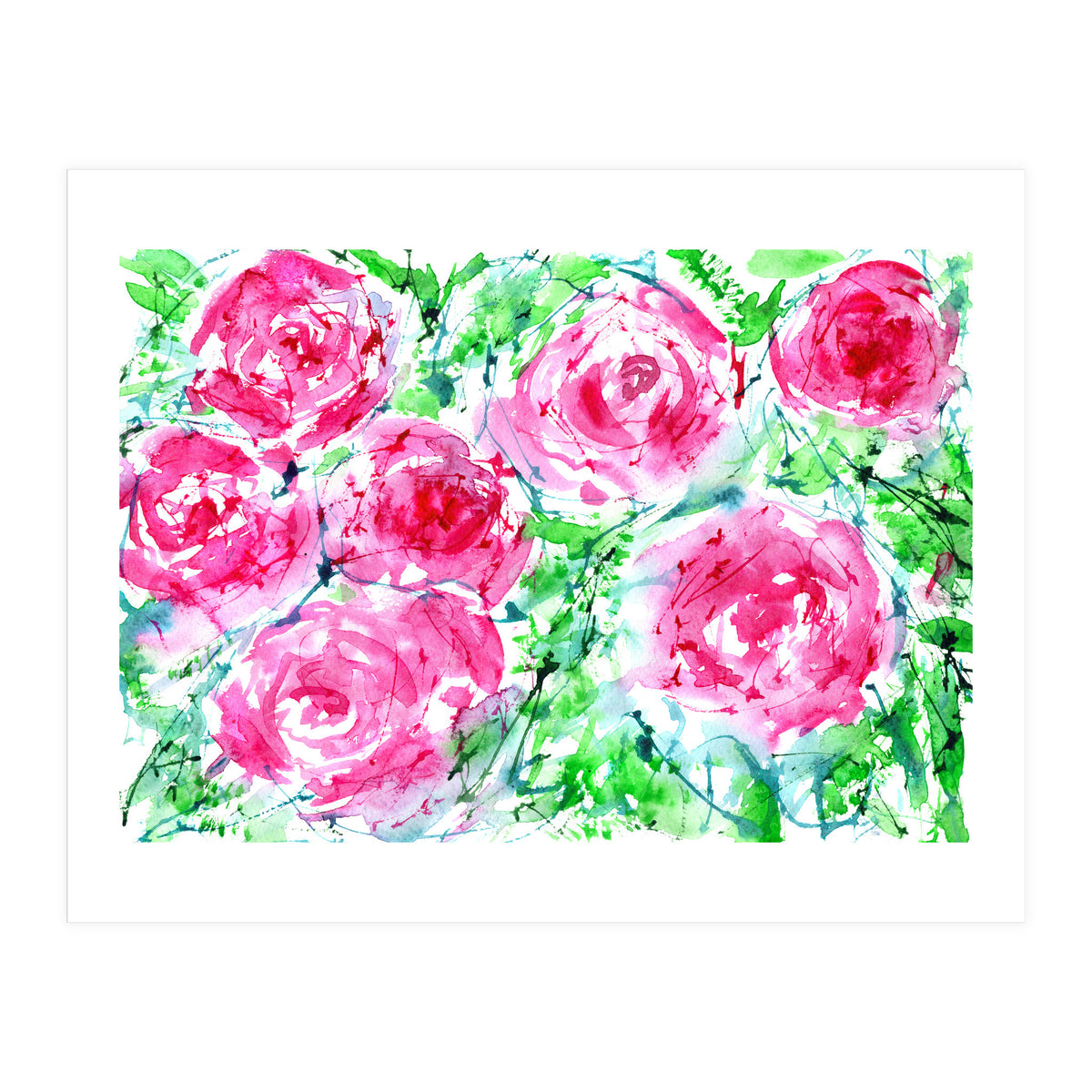 Blooming bouquet || watercolor roses (Print Only)