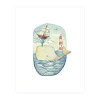 Cute Whale In The Sea (Print Only)