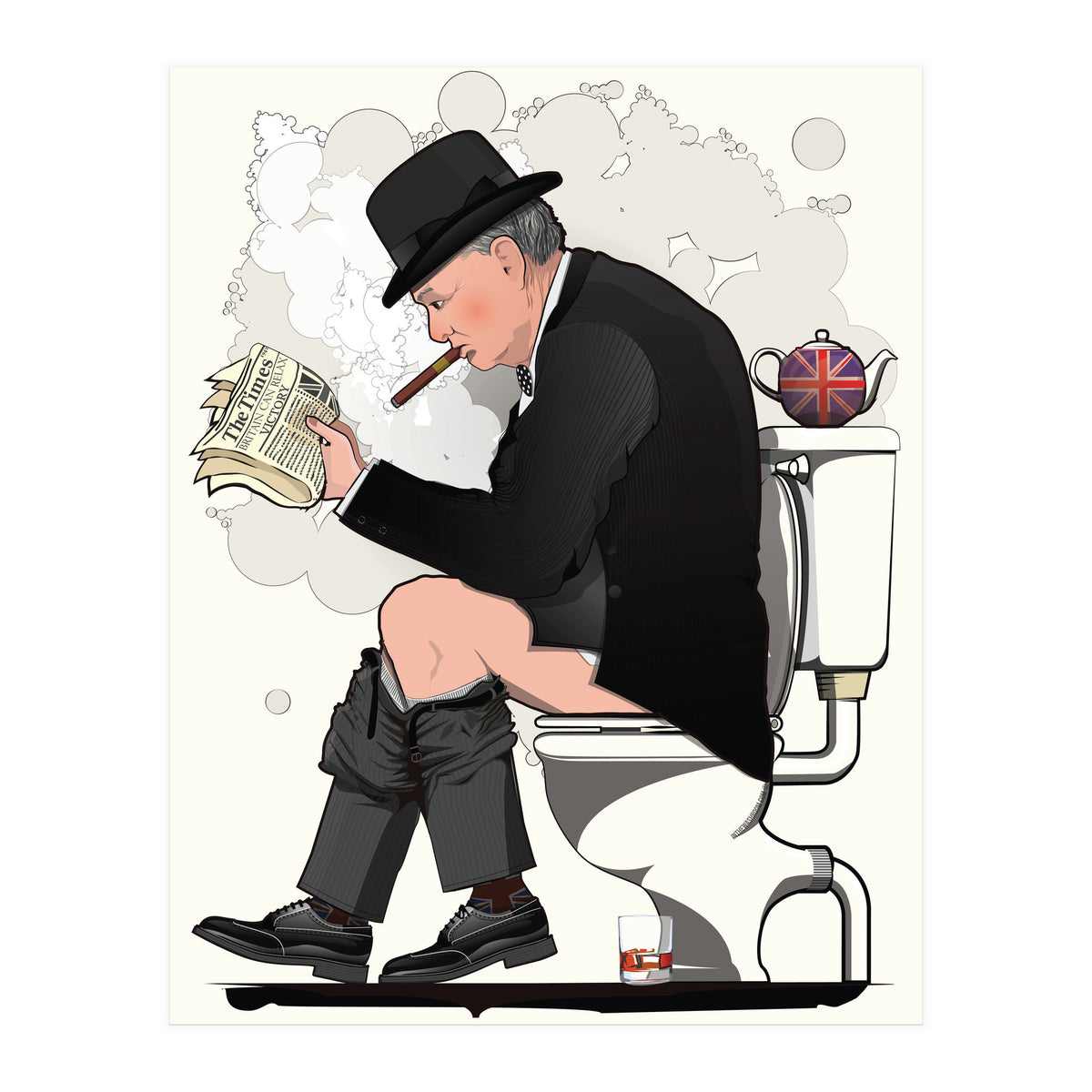 Churchill on the Toilet, Funny Bathroom Humour (Print Only)