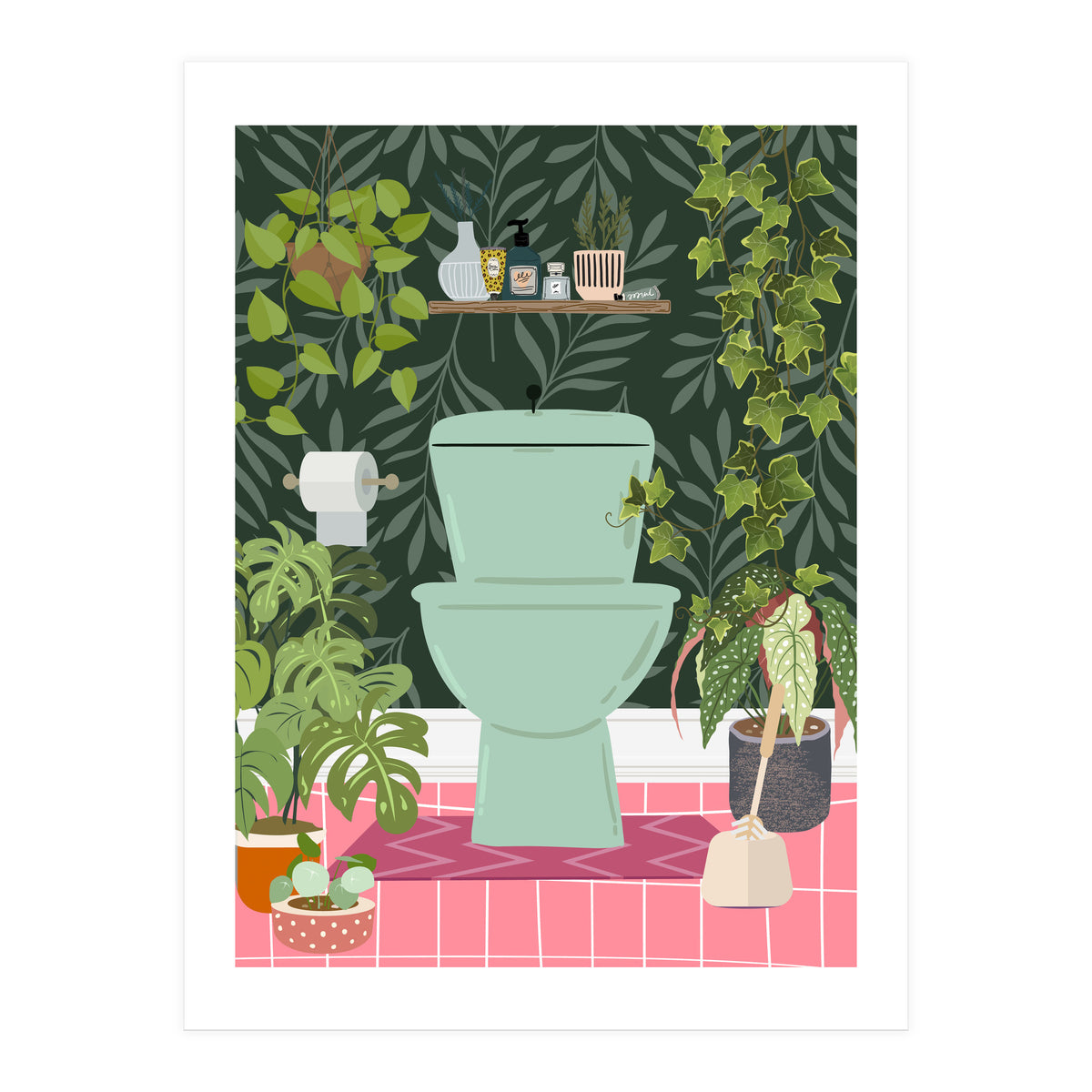 Botanical Loo in Tropical Bathroom (Print Only)