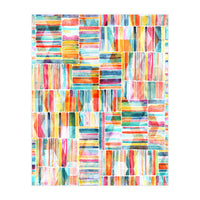 Summer Pastel Geometric and Striped Abstract on white (Print Only)