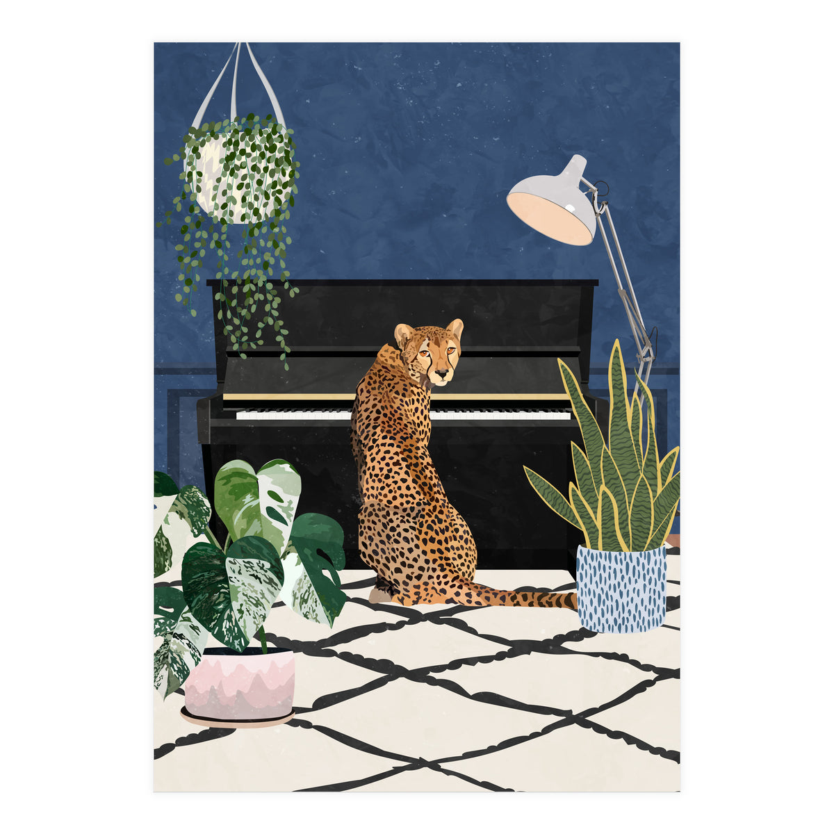 Cheetah playing the piano (Print Only)
