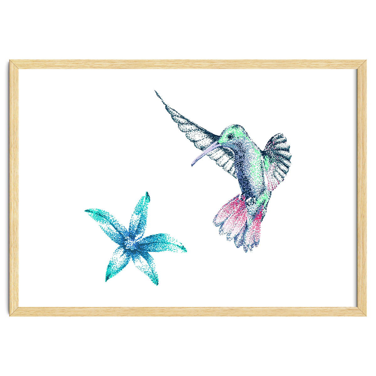 Green Hummingbird And Tropical Flower