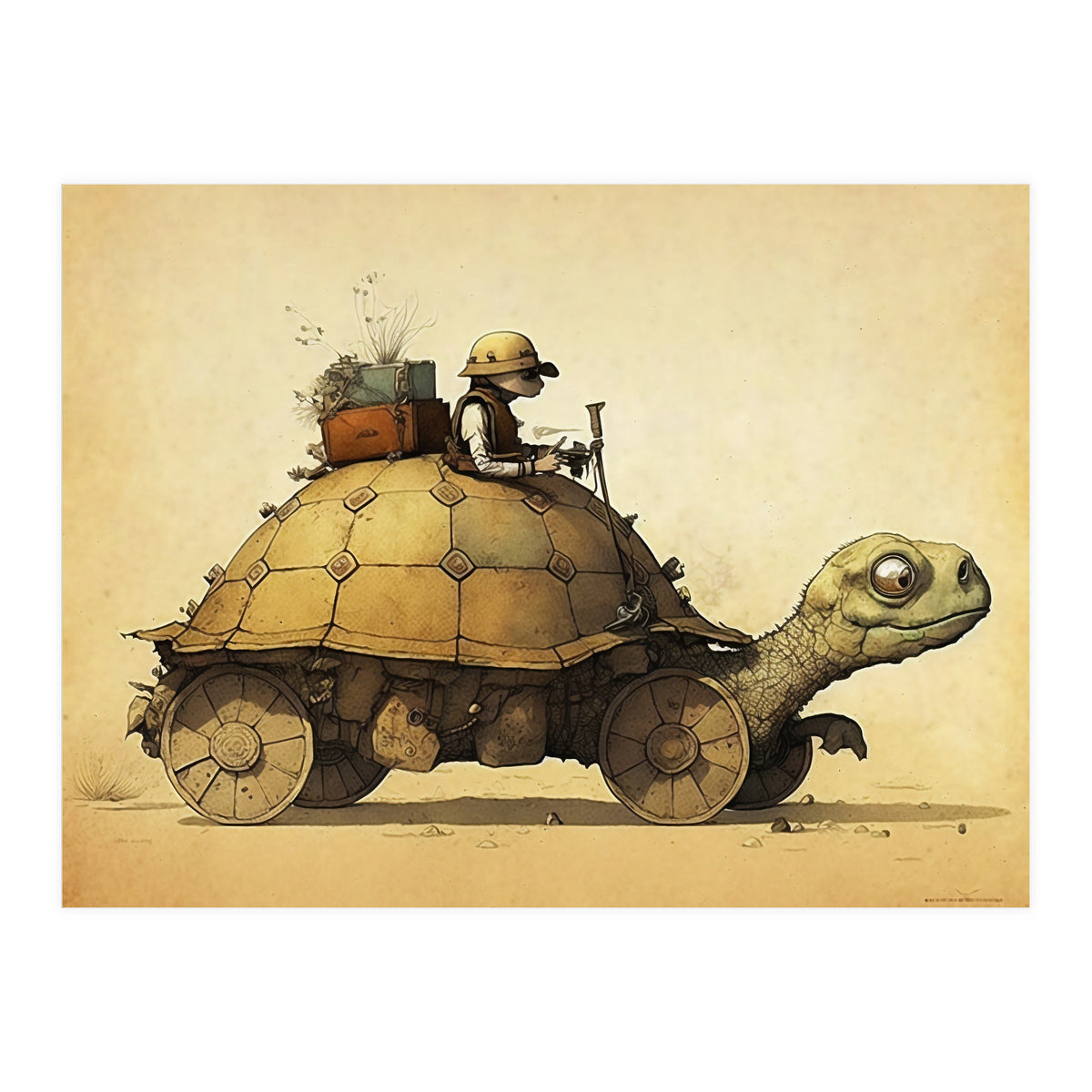 Tortoise Car Steampunk Illustration (Print Only)