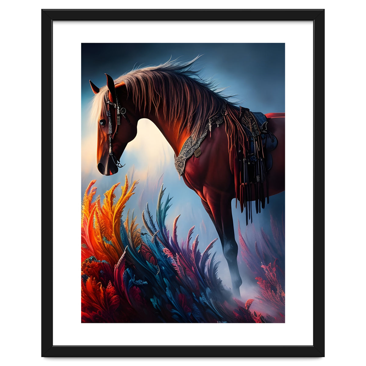 Elegant Prismatic Arabian Horse Digital Art