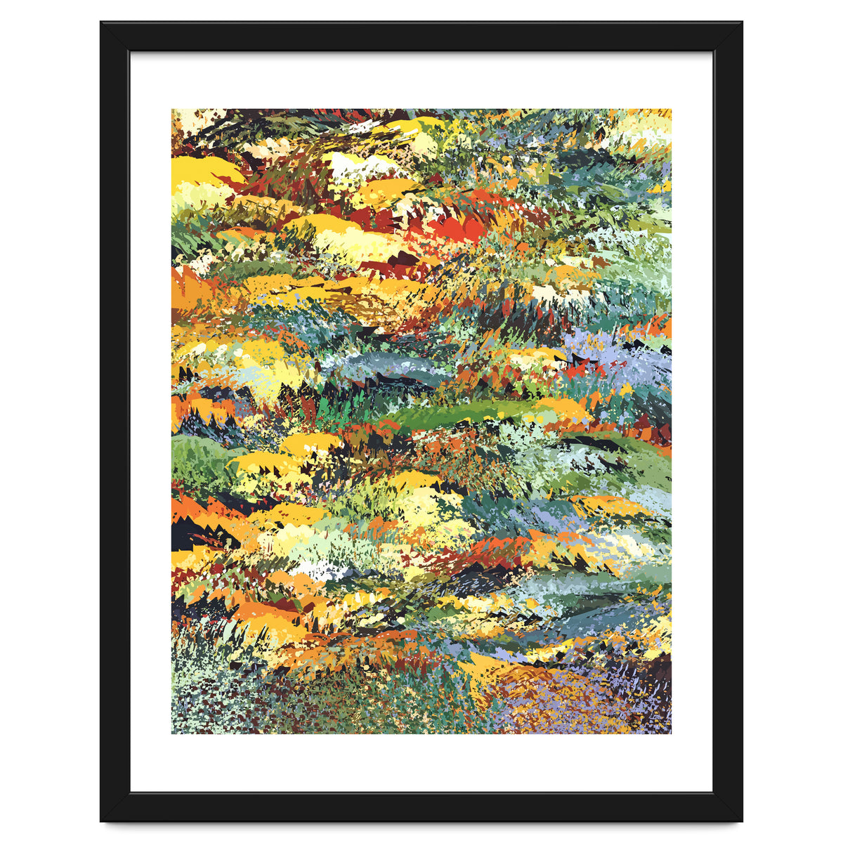 Autumn Forest, Nature Jungle Painting, Botanical Plants Abstract Illustration, Contemporary Modern Boho