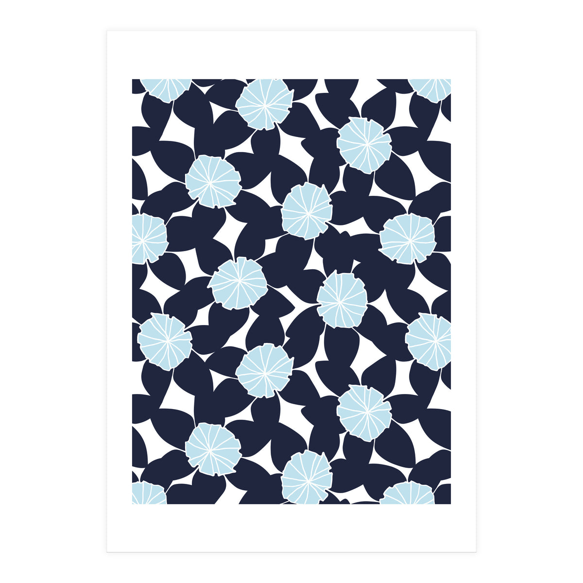 Pastel Blue Abstract Flower Pattern (Print Only)