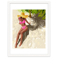 Sky above, sand below, peace within poster, Woman of color fashion black woman on the bikini beach