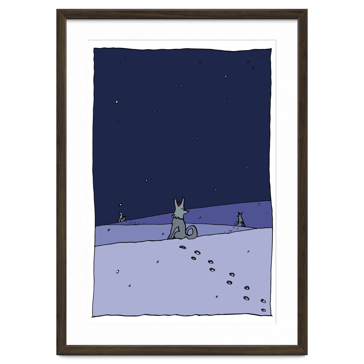 Dogs in Winter Night