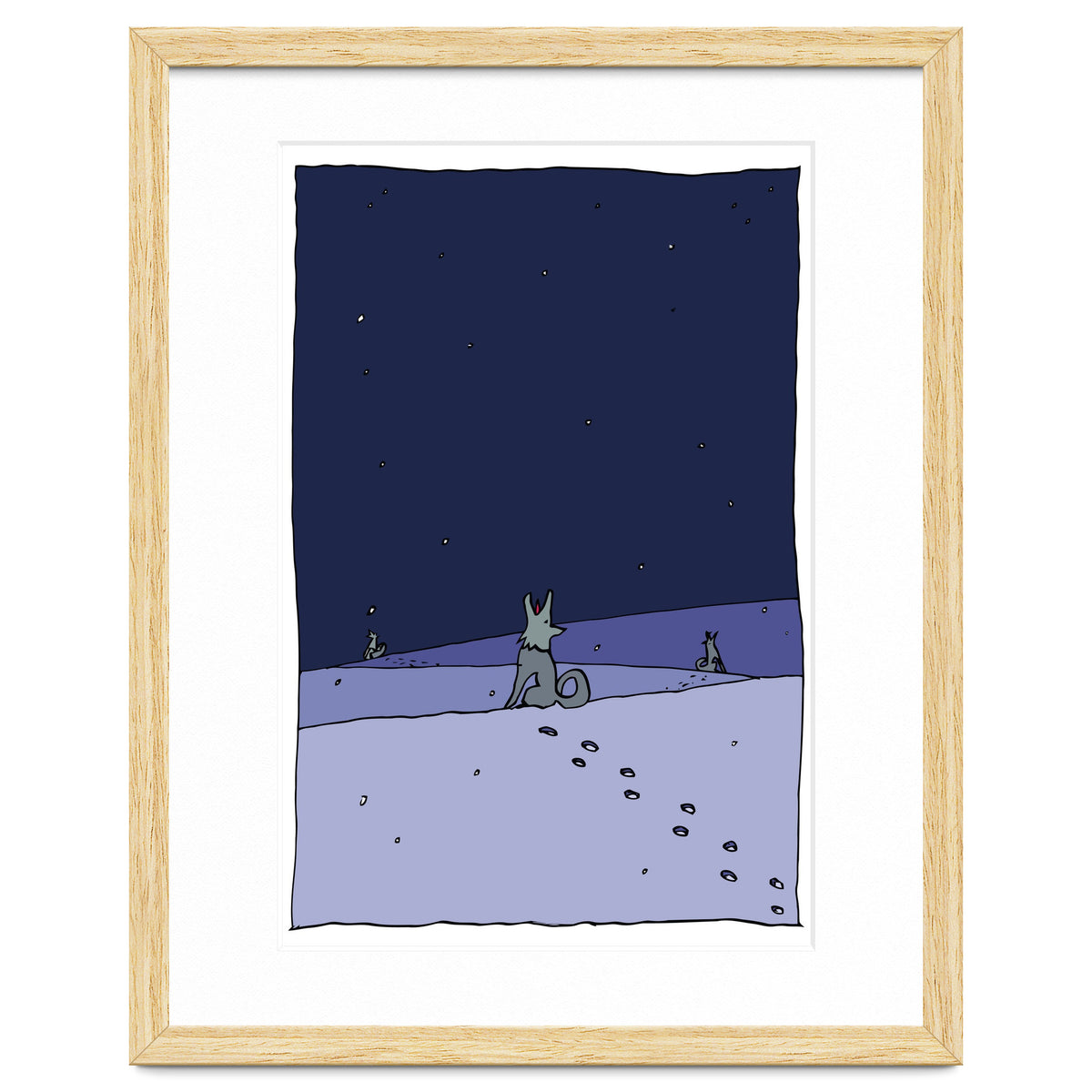 Dogs in Winter Night