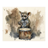 Bush Baby Playing Drum Watercolor Painting (Print Only) thumbnail