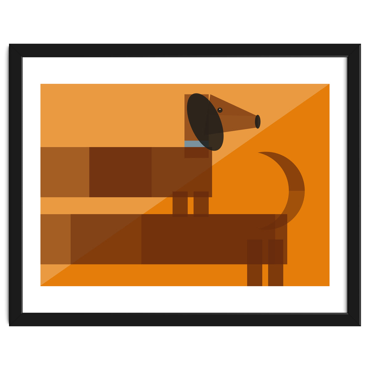 Mid Century Geometric Sausage Dog Dachshund