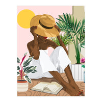Summer Reading | Modern Bohemian Black Woman Travel | Beachy Vacation Book Reader (Print Only)