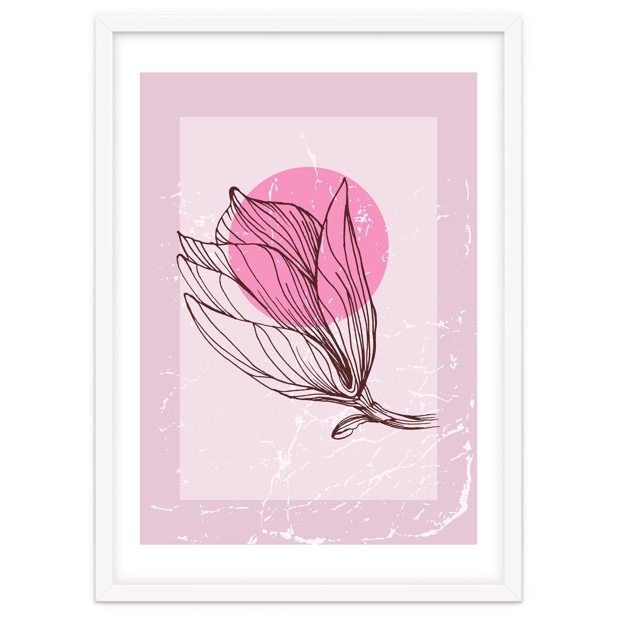 Magnolia  Minimalist Scandinavian, Abstract Geometric Art, Botanical Art