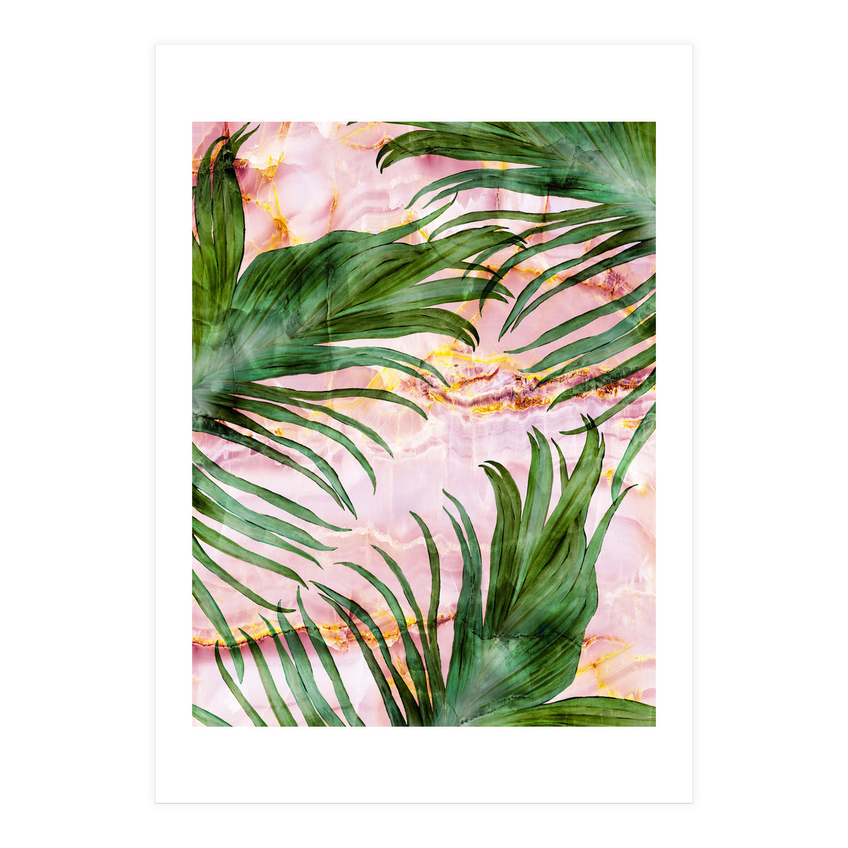 Palm leaf on marble 01 (Print Only)