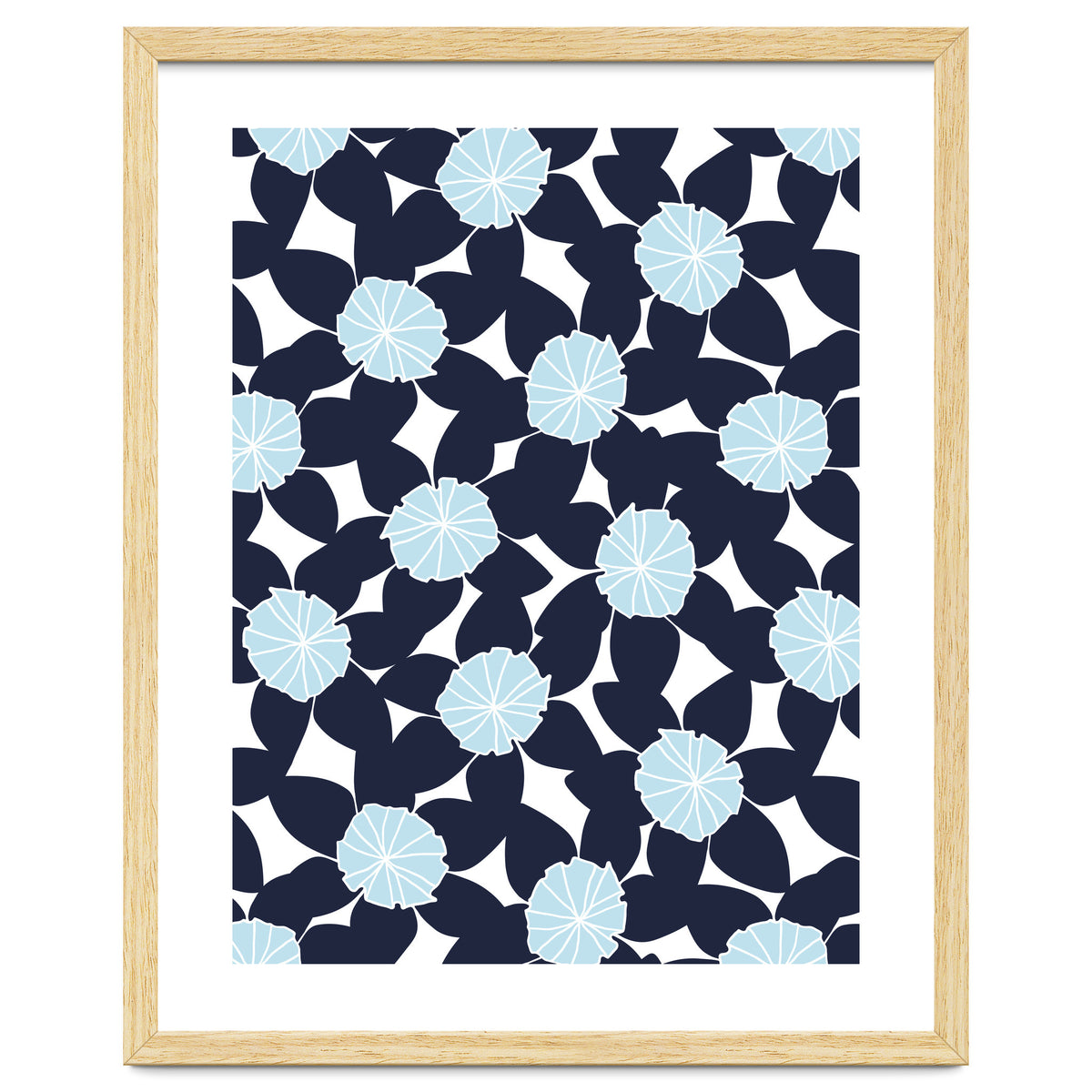 Pastel Blue Abstract Flower Pattern