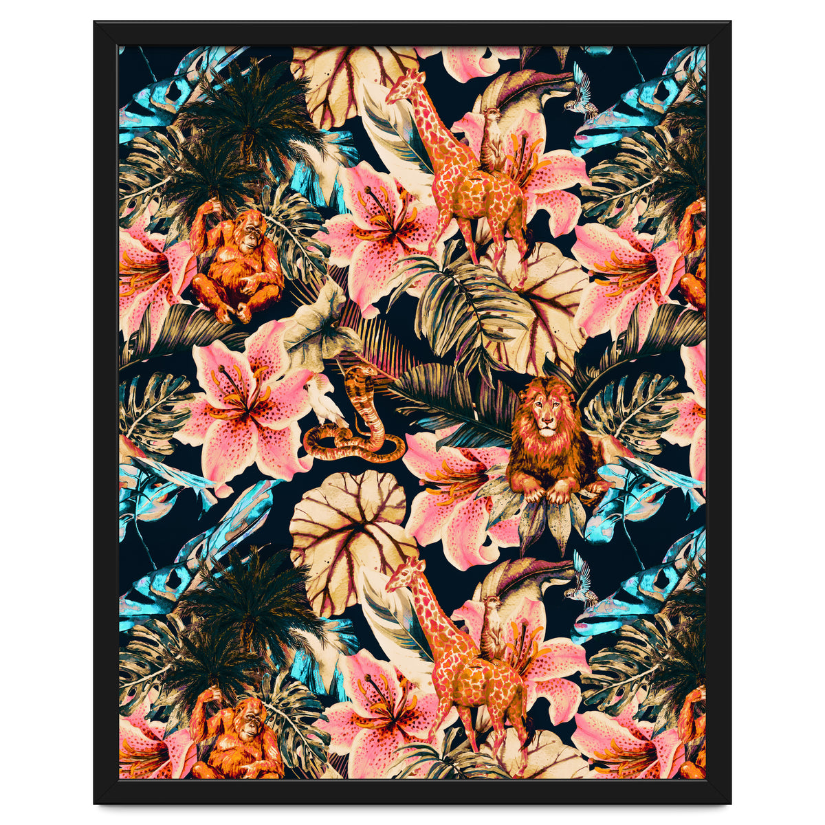 Wild animals in the dark of the jungle 02