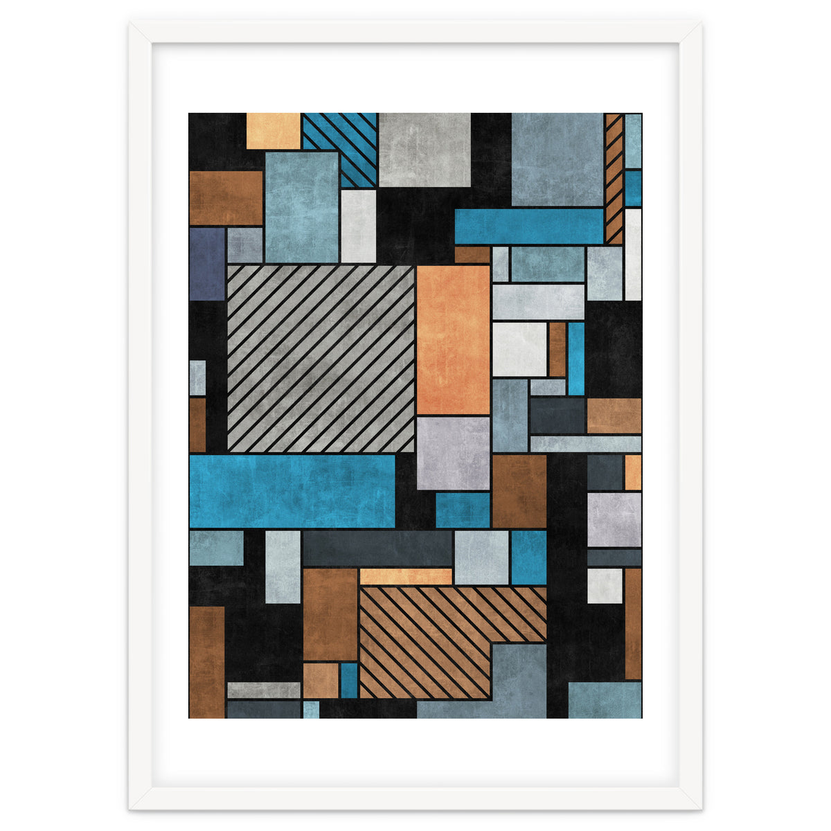 Random Concrete Pattern - Blue, Grey, Brown