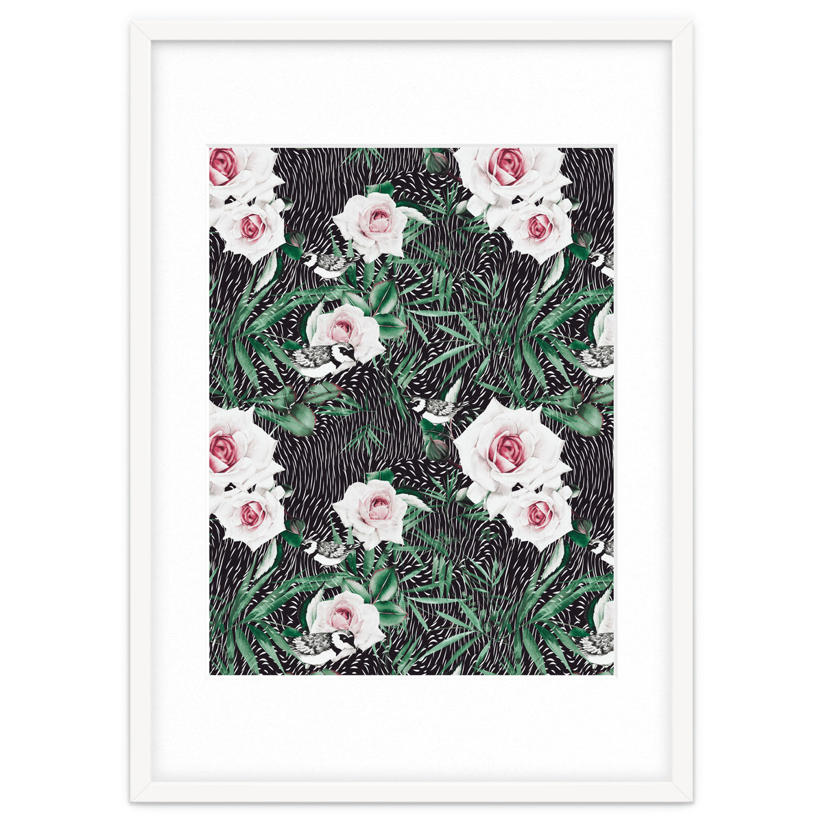 Dark flowery abstract of birds