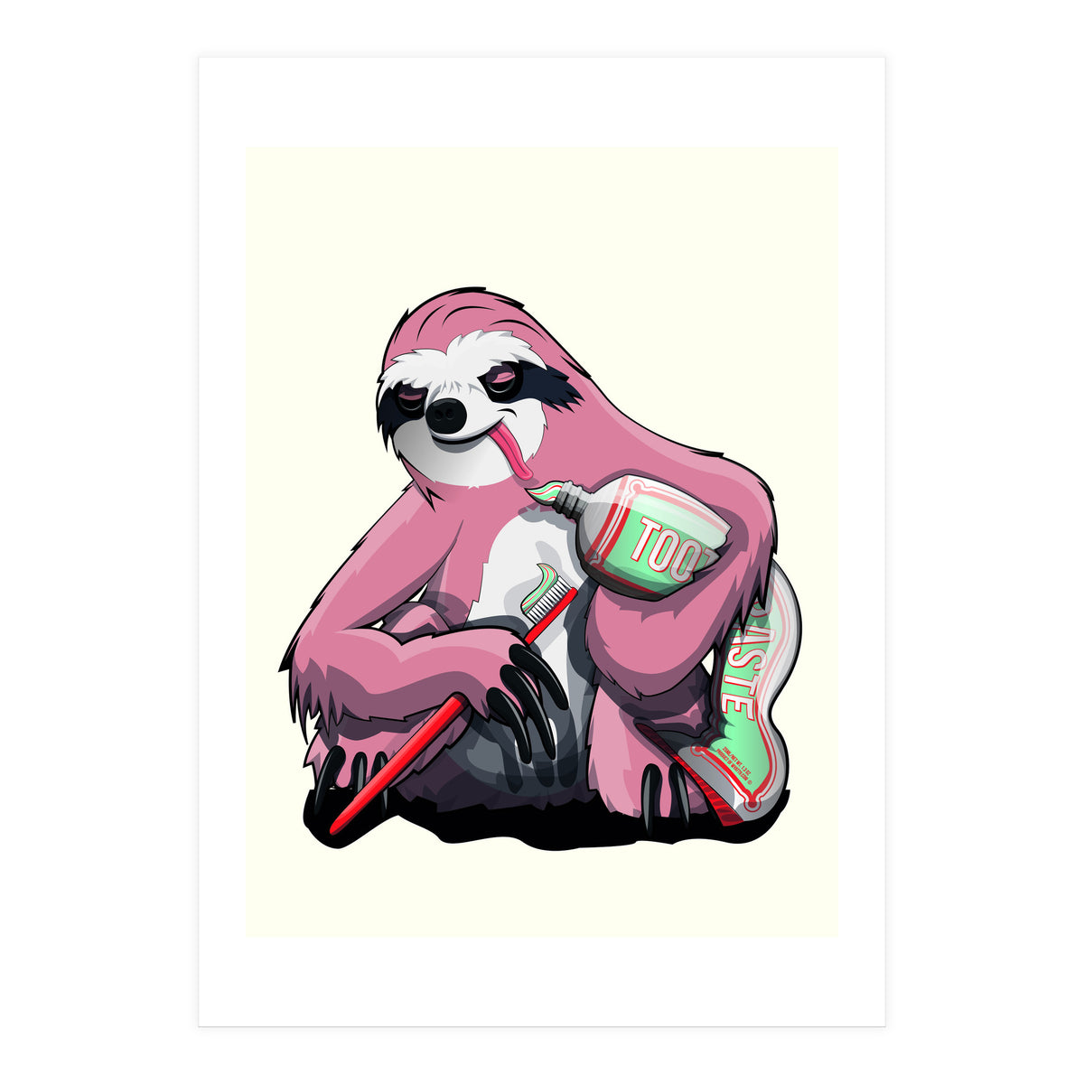 Sloth Brushing Teeth, Funny Bathroom Humour (Print Only)