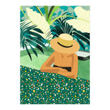 Chill, Modern Bohemian Black Woman Travel Illustration | Terrazzo Tropical Swimming Pool Fashion (Print Only) thumbnail