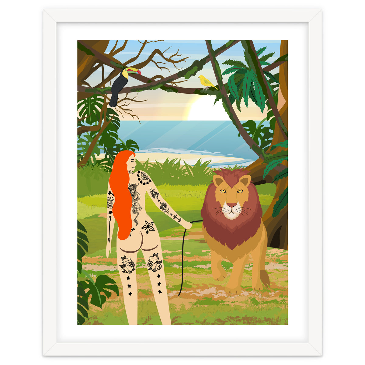 Tattooed Girl with Lion