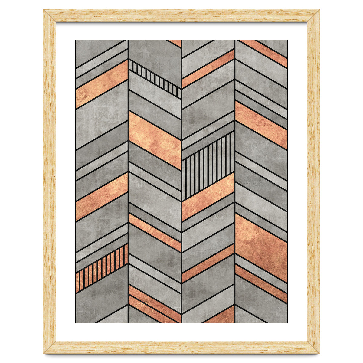 Abstract Chevron Pattern - Concrete and Copper