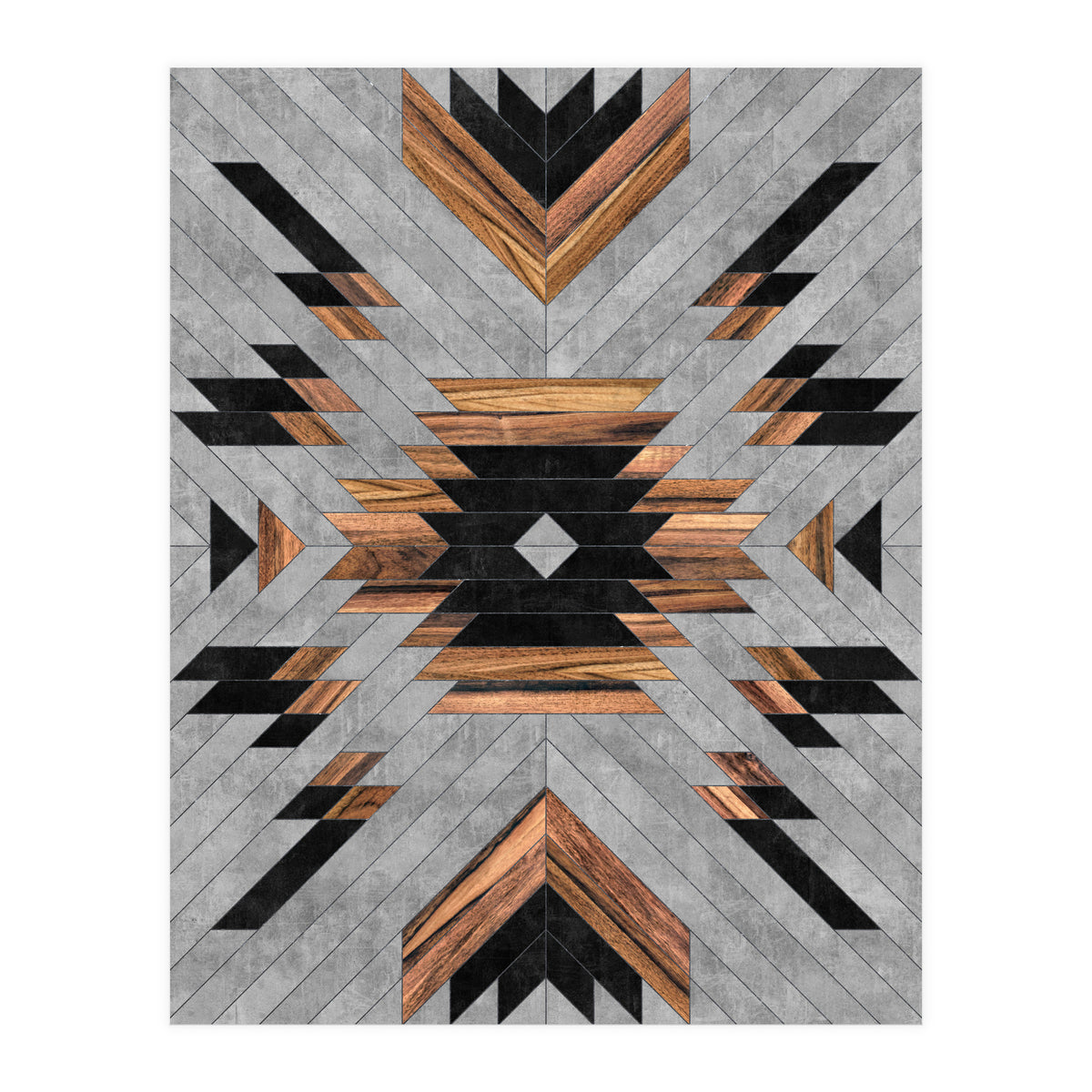 Urban Tribal Pattern No.6 - Aztec - Concrete and Wood (Print Only)